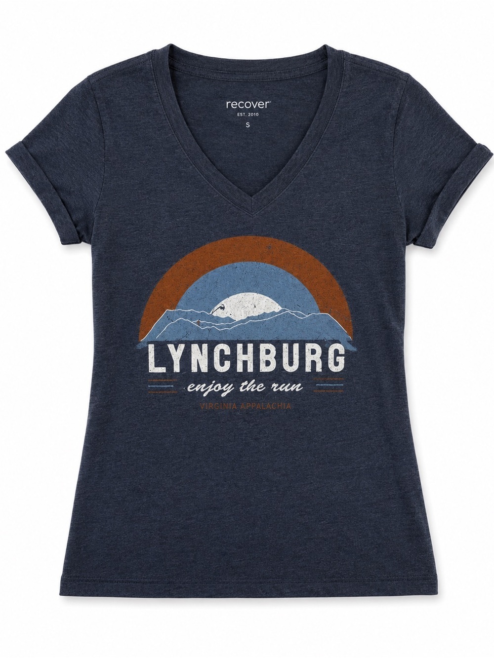 Recover Lynchburg enjoy the run vneck wicking tshirt
